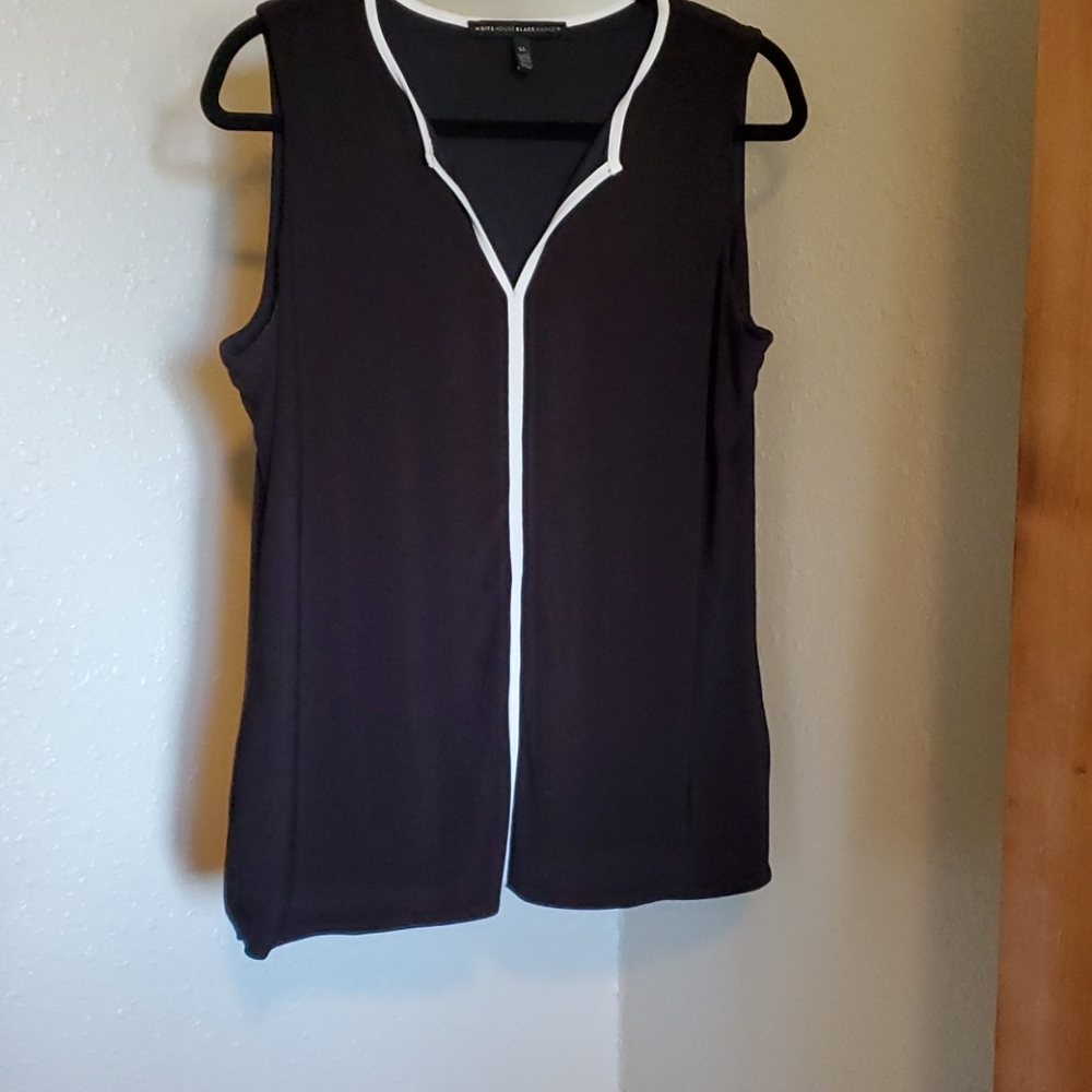 White House Black Market Black Sleeveless Tank with White Trim